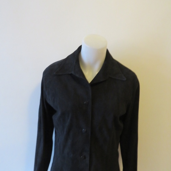 SHARI'S PLACE BLACK SUEDE FRINGED TOP SZ 8 * - Picture 2 of 8